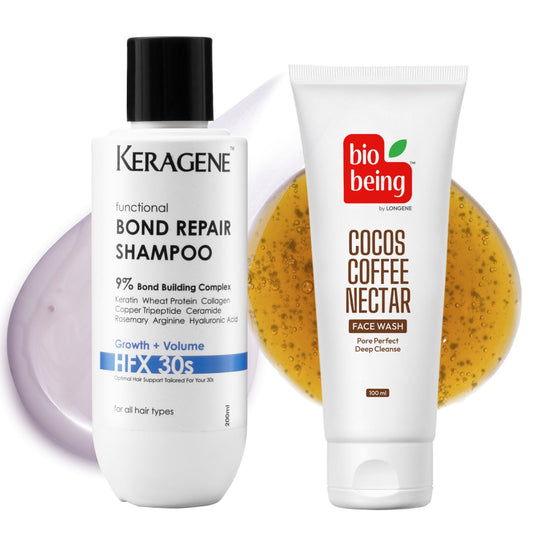 Keragene HFX 30S Bond Repair Shampoo 200ml + Longene Cocos Coffee Face Wash 100ml (Combo)